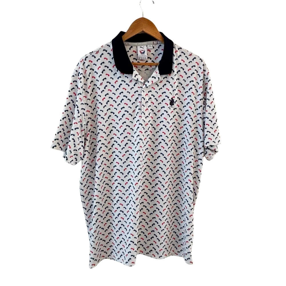 Puma x Volition America Polo Shirt Mens XL Sunglasses‎ Print Golf Patriotic